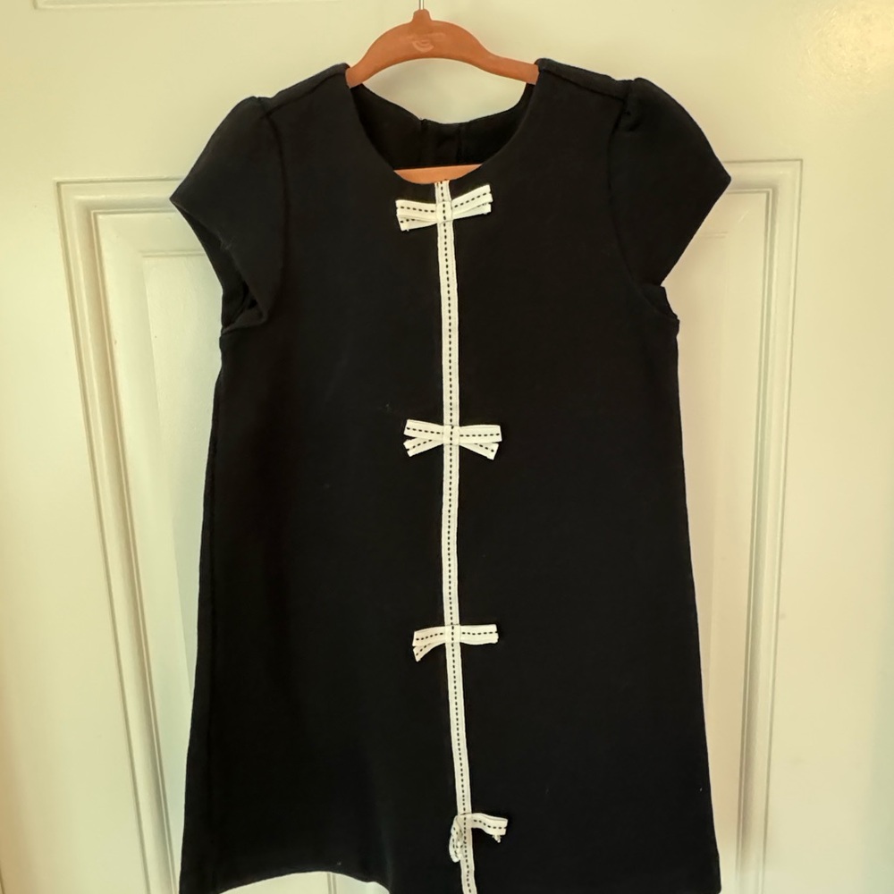 Janie and Jack Black Dress with White Bow Details